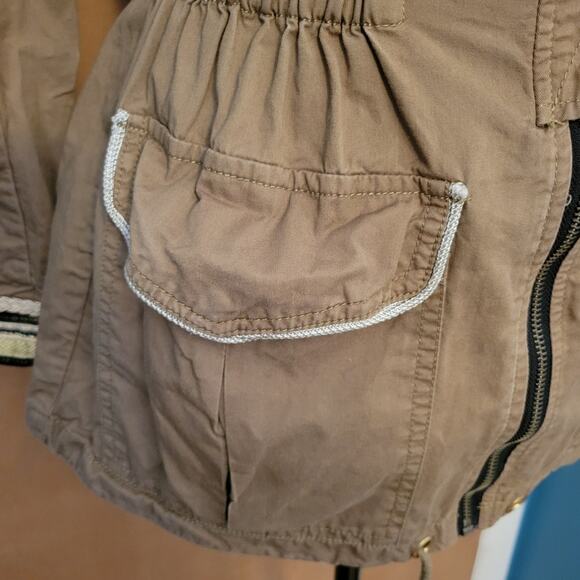 Anthropologie Willow & Clay Khaki Cinch Waist Military Style Hooded Jacket - S - Picture 8 of 10